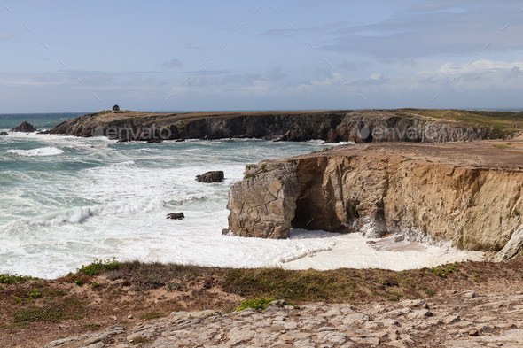 Spectacular cliff Arche De Port Blanc Quiberon Britanny France